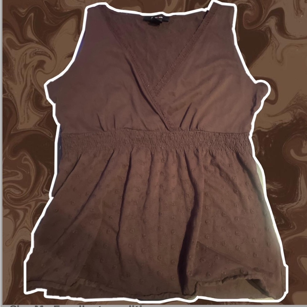 style & co brown cross v-neck tank